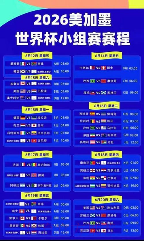 2026美加墨世界杯时间 2026美加墨世界杯时间